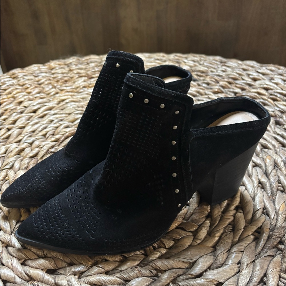 Western Black Suede Mules